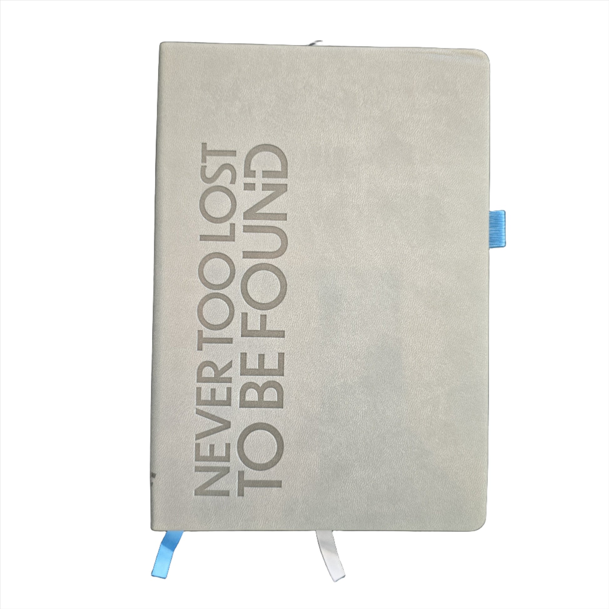 Grey Faux Leather Never To Lost To Be Found Christian dot grid journal perfect for spending time and deeping faith with God