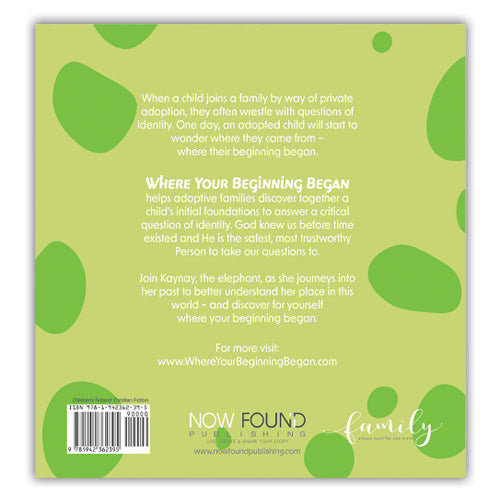 The back cover to Now Found Publishing's 1st Children's book on private adoption