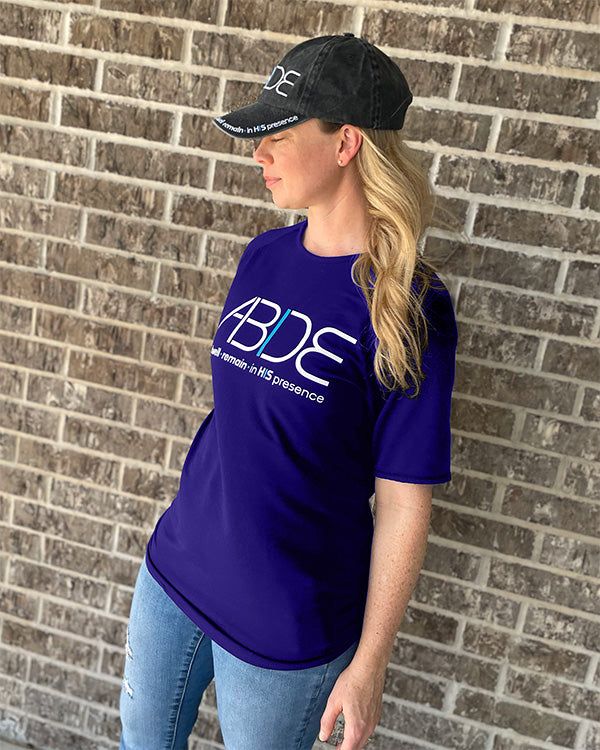 courtney cohen now found apparel co-founder wearing indigo blue abide bamboo tee abide hat