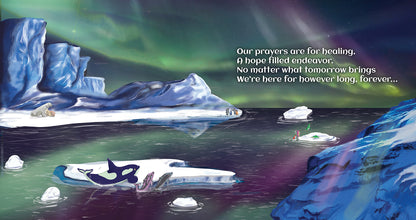 omari the orca with family and friends looking at the beautiful northern lights in however long forever christian book for foster children by steven cohen