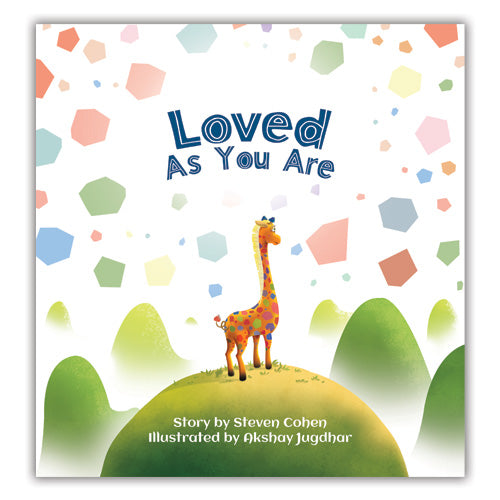 Cover of the Christian children's adoption book Loved As You Are, featuring a giraffe on a hill.