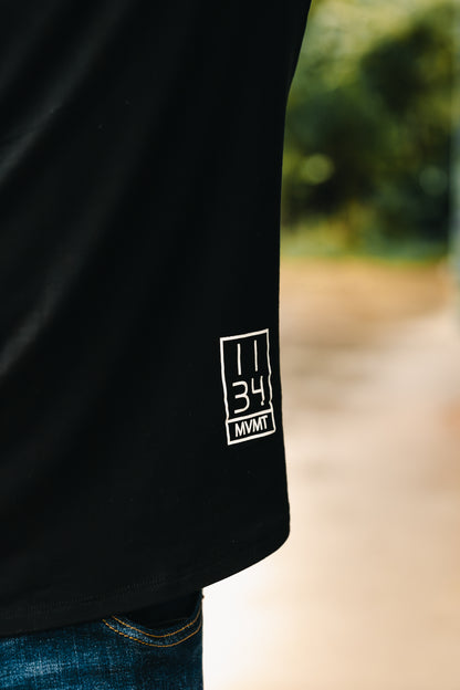 now found apparel's "never too lost to be found" bamboo t-shirt featuring the 1134 mvmt icon.